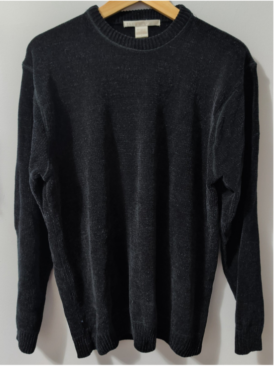 Perry Ellis Other - Perry Ellis Men's Soft Plush Velvet Feel Long Sleeve Black Pullover Sweater L
